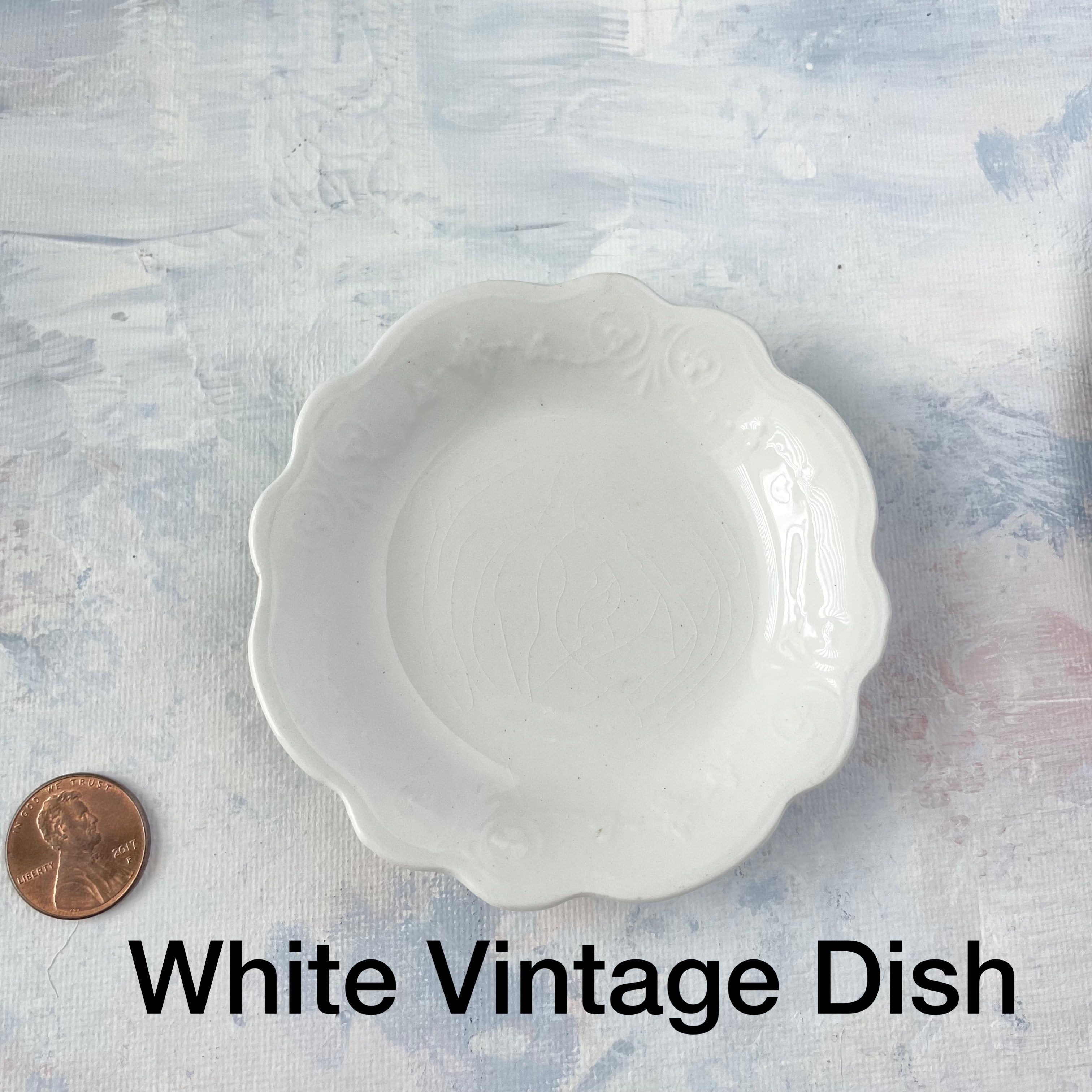 White Scalloped edge Mini Vintage Dish