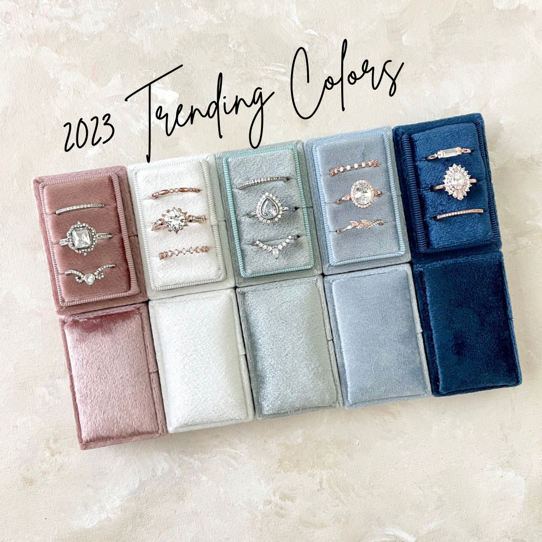3 slot ring box in trending 2023 colors  - Wedding Flat lay props from Champagne & GRIT