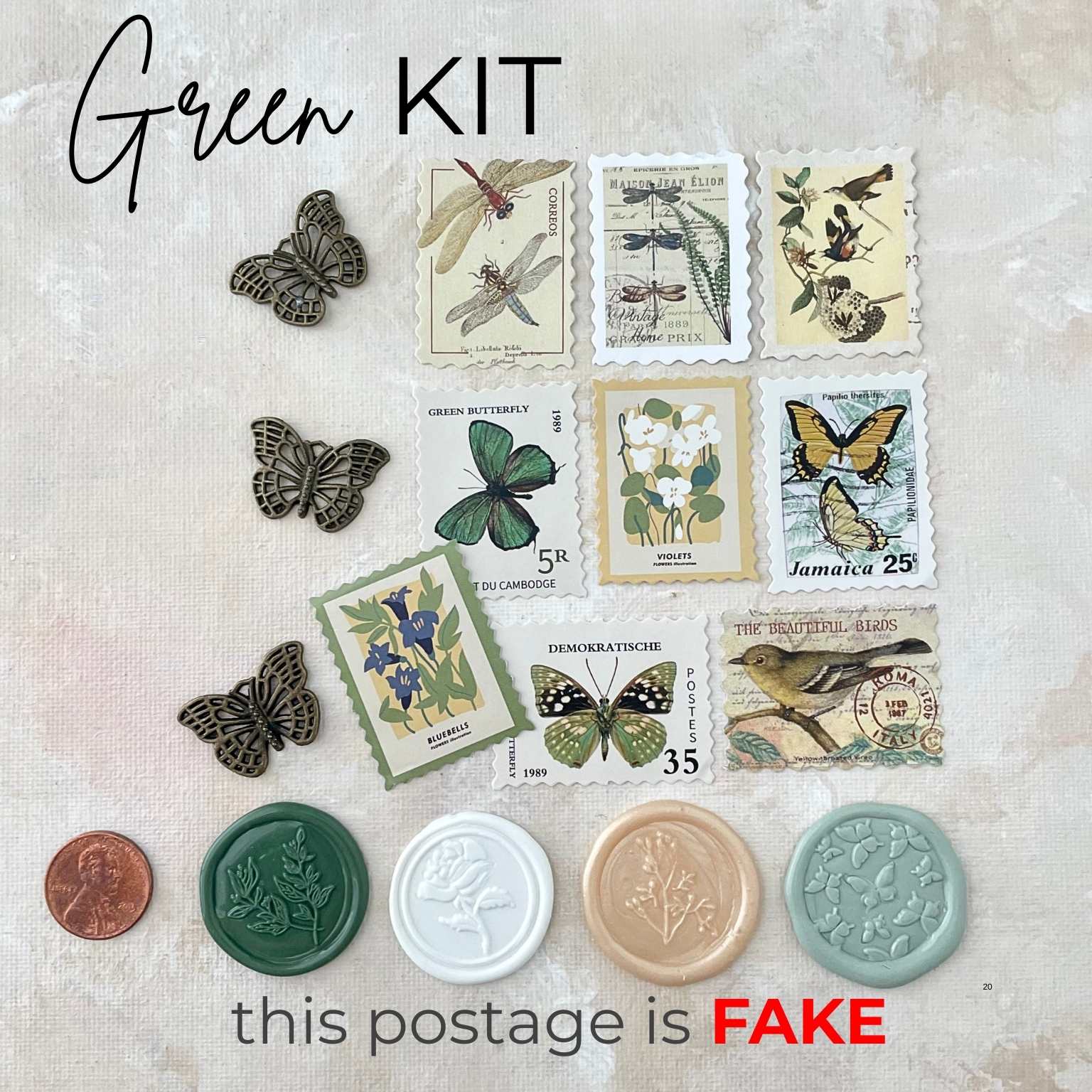 Mini Styling Kit Olive Green; Postage & Wax Seals