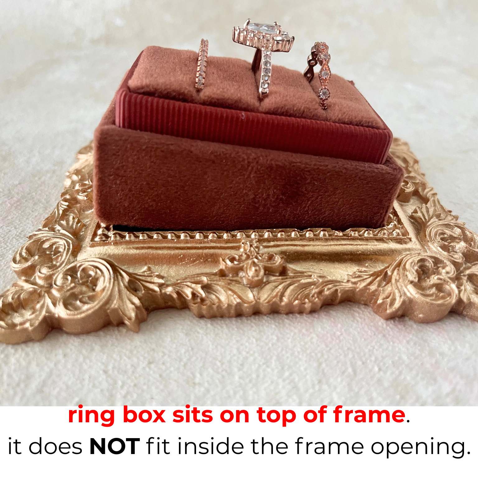 Rust Triple Ring Box with Terracotta Ribbon