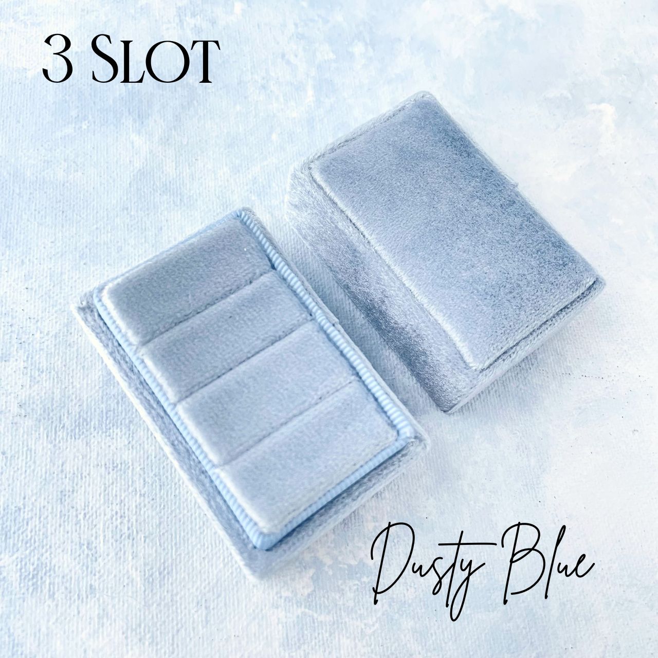 Dusty Blue 3 Slot Ring Box