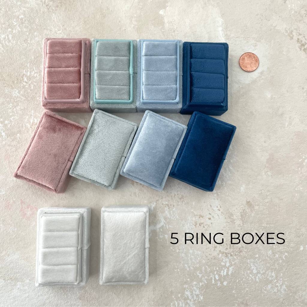 Triple Slot Velvet Ring Box Pastel Styling Kit