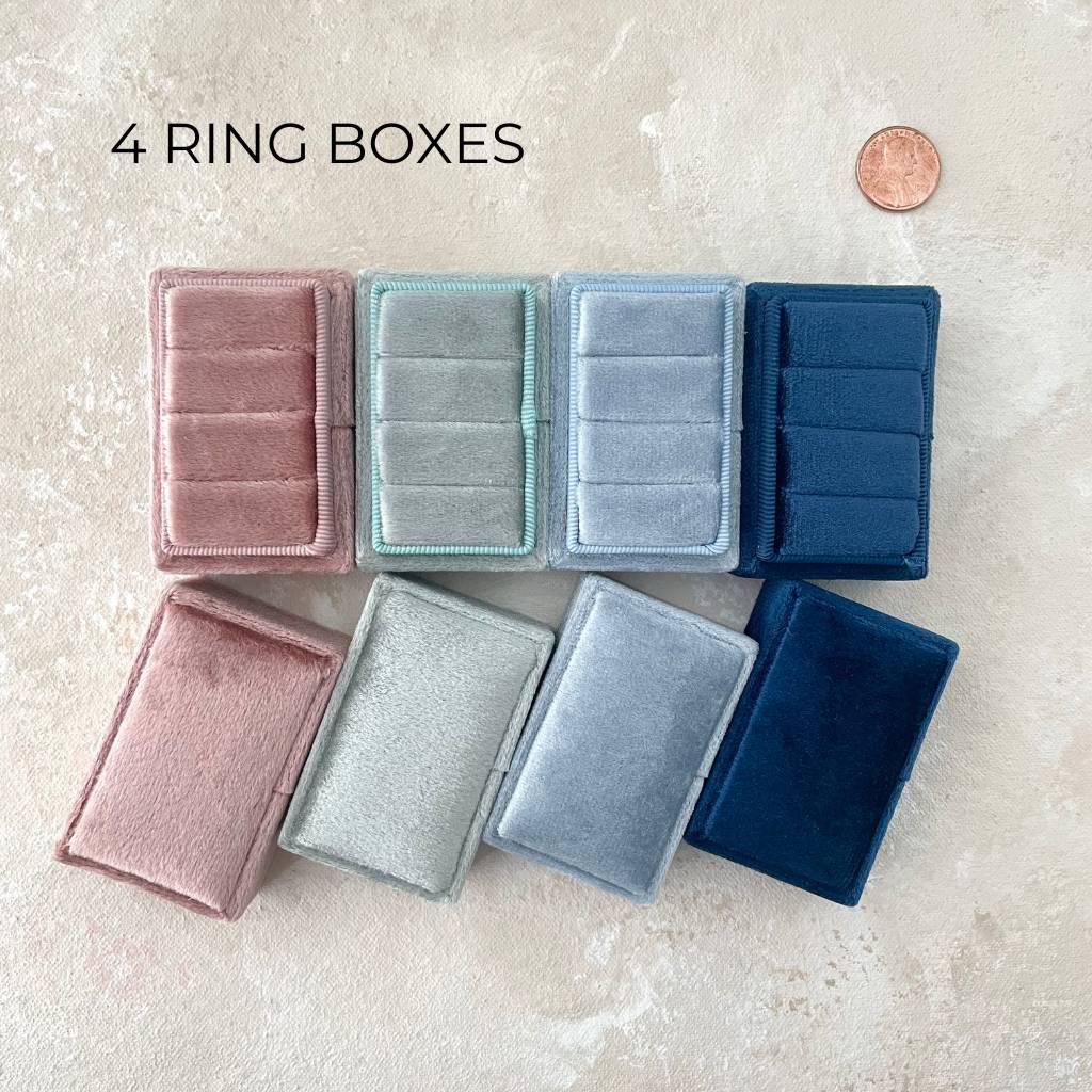 Triple Slot Velvet Ring Box Pastel Styling Kit