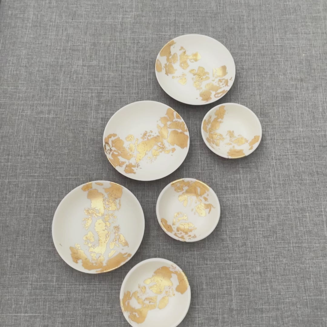 Nesting Ring Styling Dishes with Gold Leafing