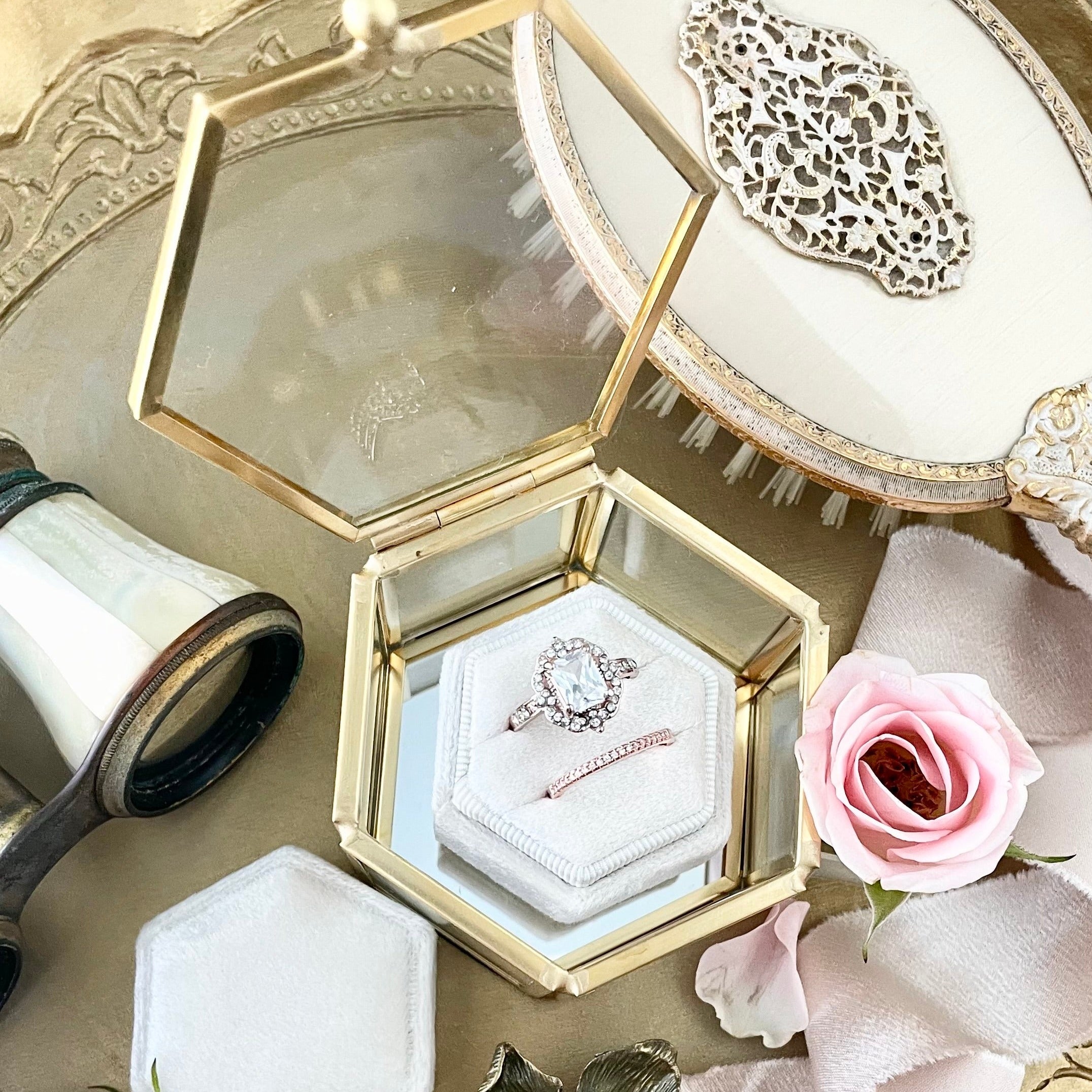 White Ivory Ring Box