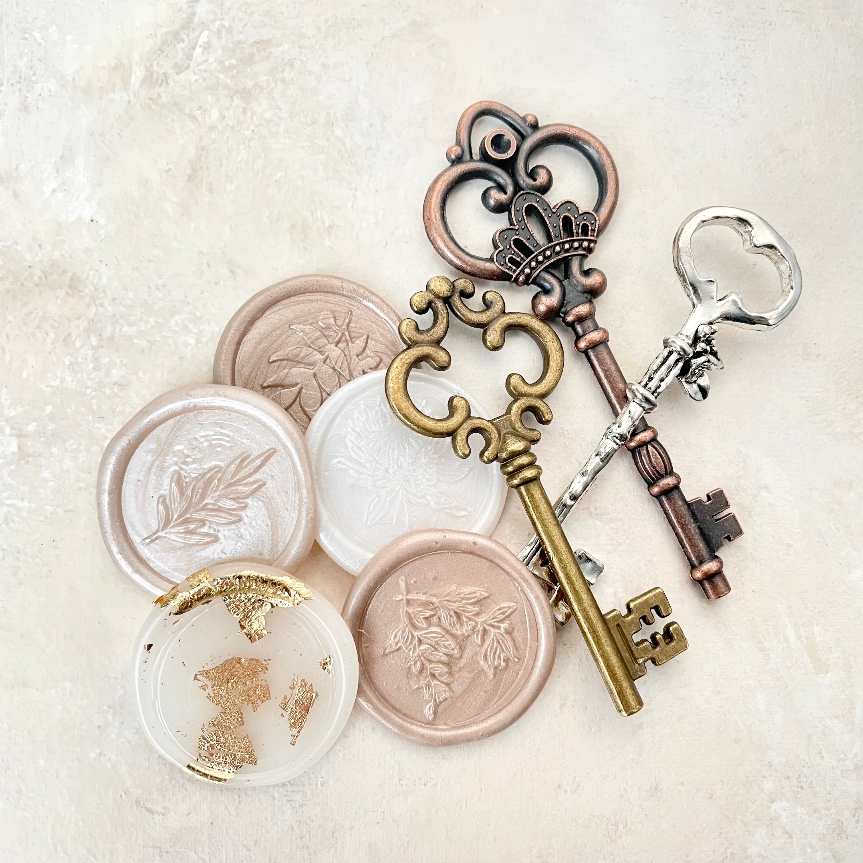 Champagne Flatlay Styling Kit including wax seals and styling keys - must have Wedding Flat lay props from Champagne & GRIT