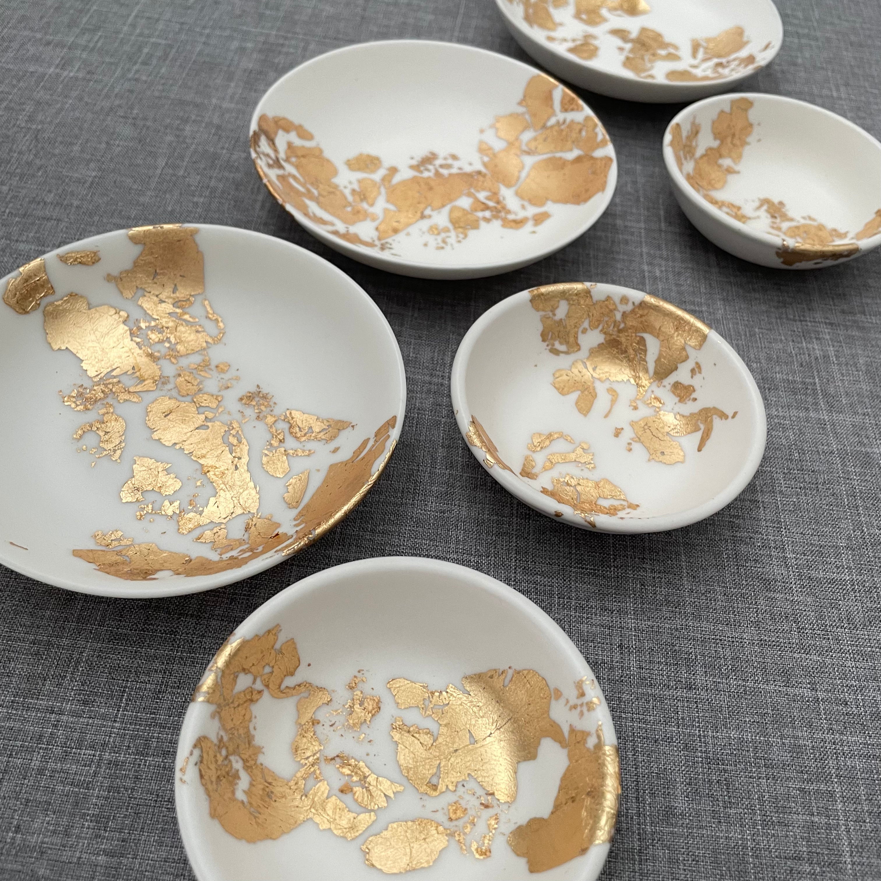 Nesting Ring Styling Dishes with Gold Leafing