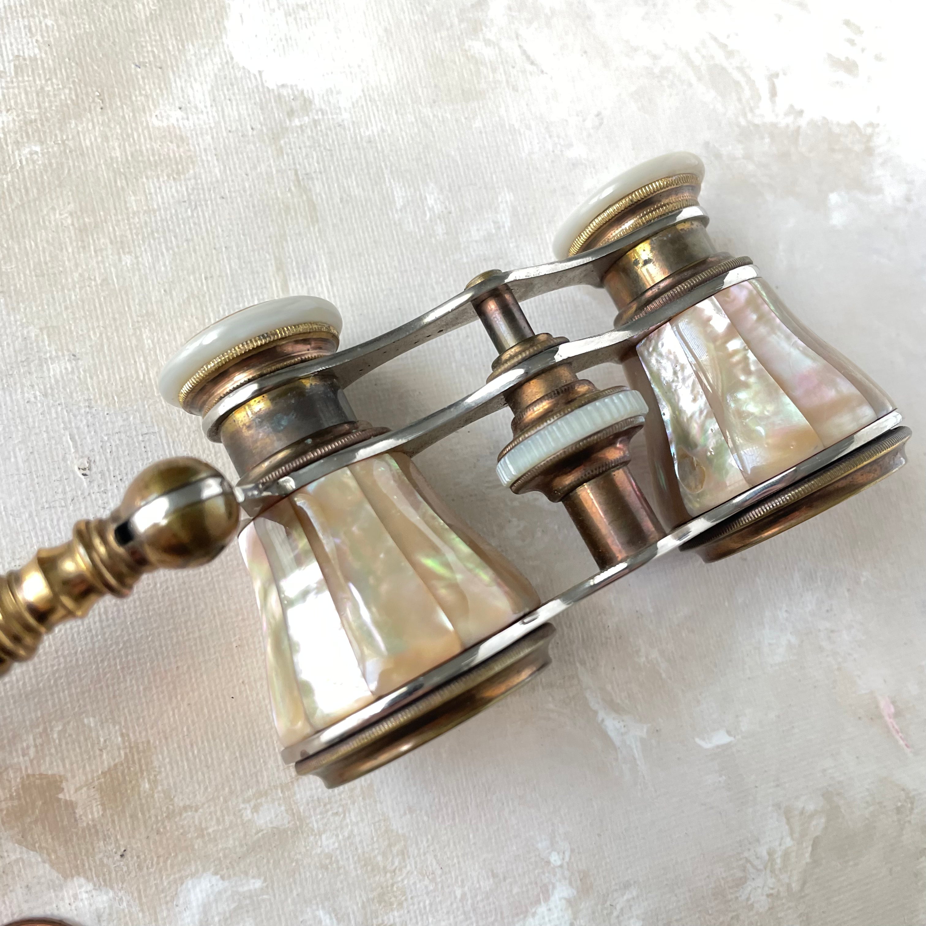 Gold Mother of Pearl Opera Glasses with Handle -  Opera Glasses