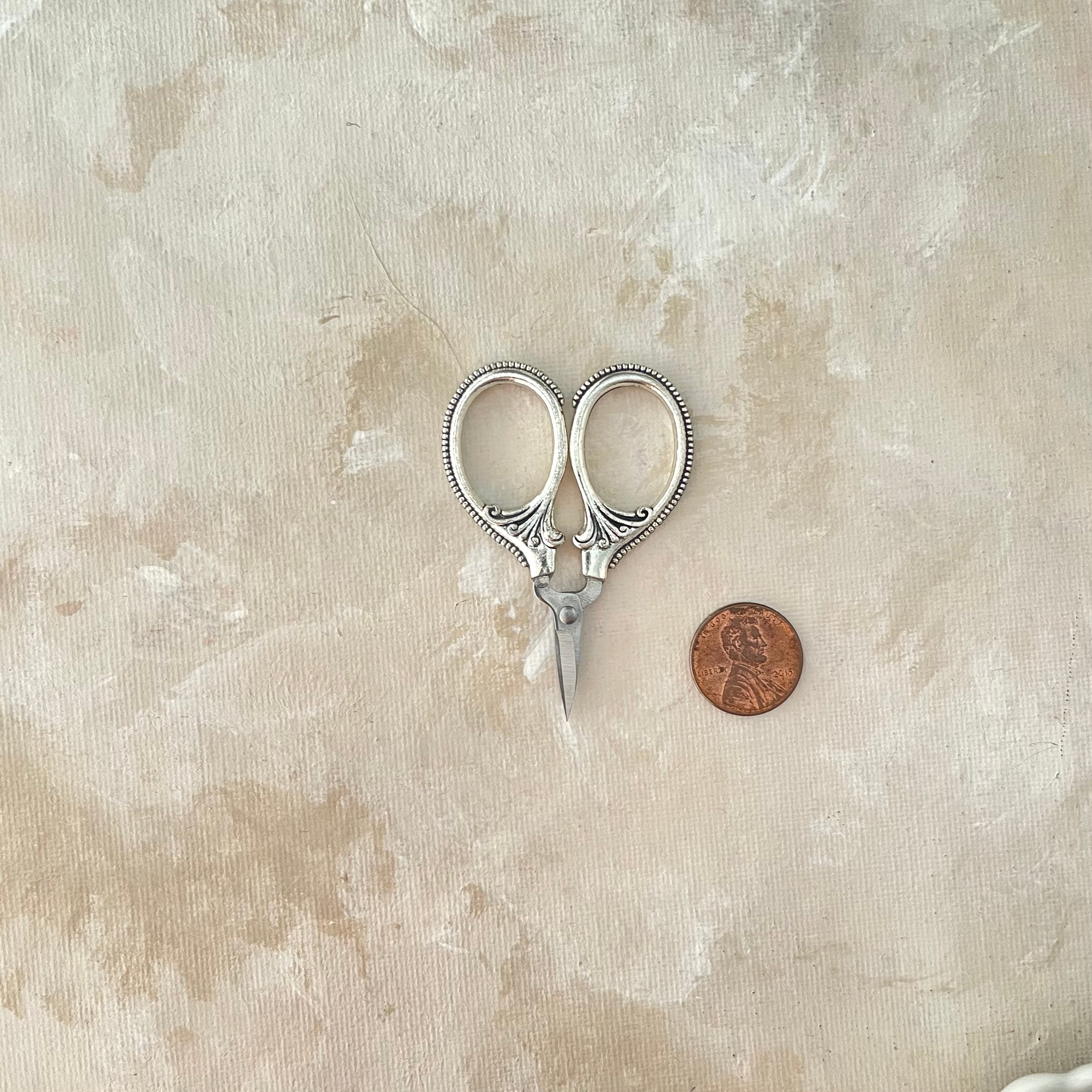 Mini SILVER Scissors: 2 ¼” long x 1 ⅝” at widest point -  Wedding Flat lay props from Champagne & GRIT