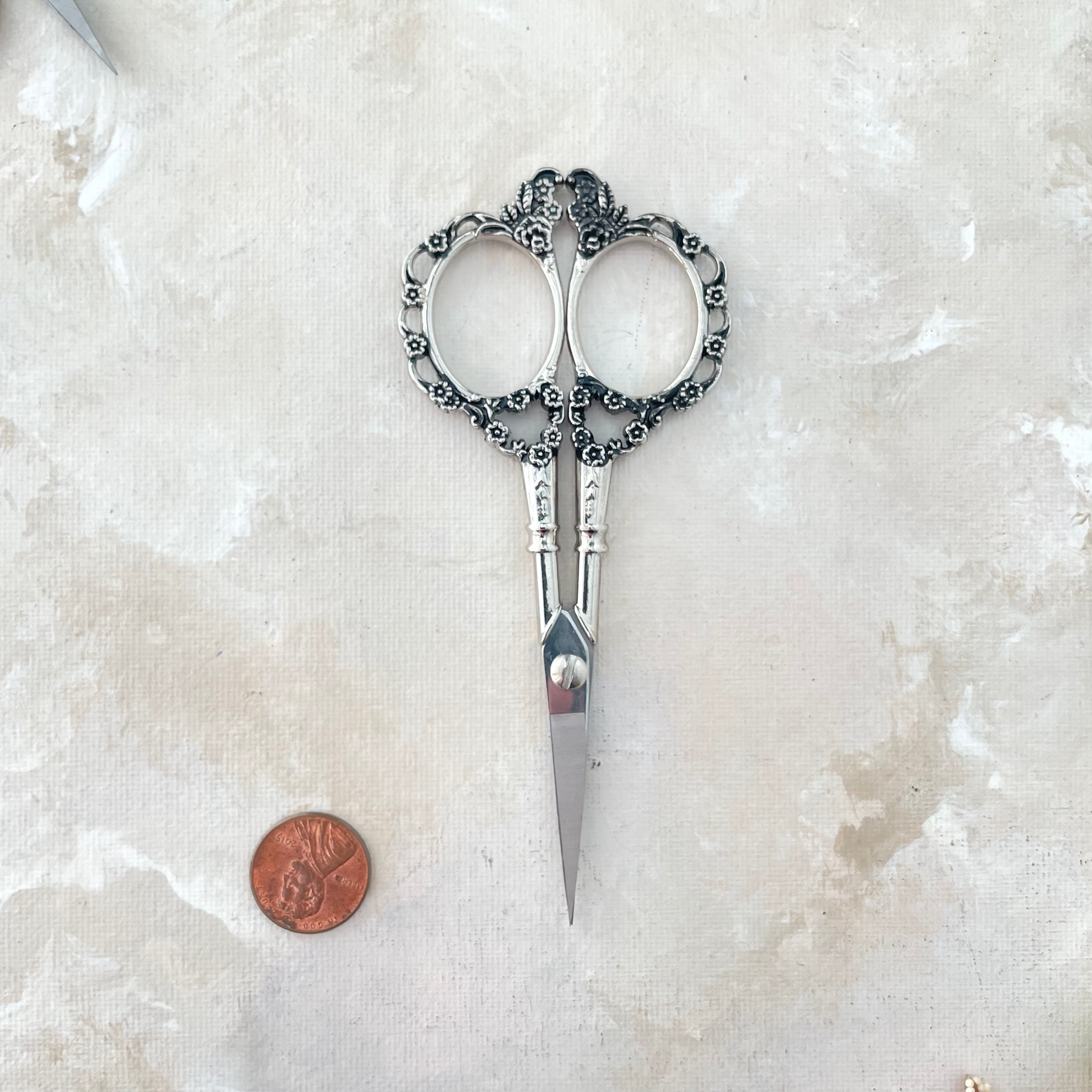 Floral Scissors in SILVER -  Wedding Flat lay props from Champagne & GRIT