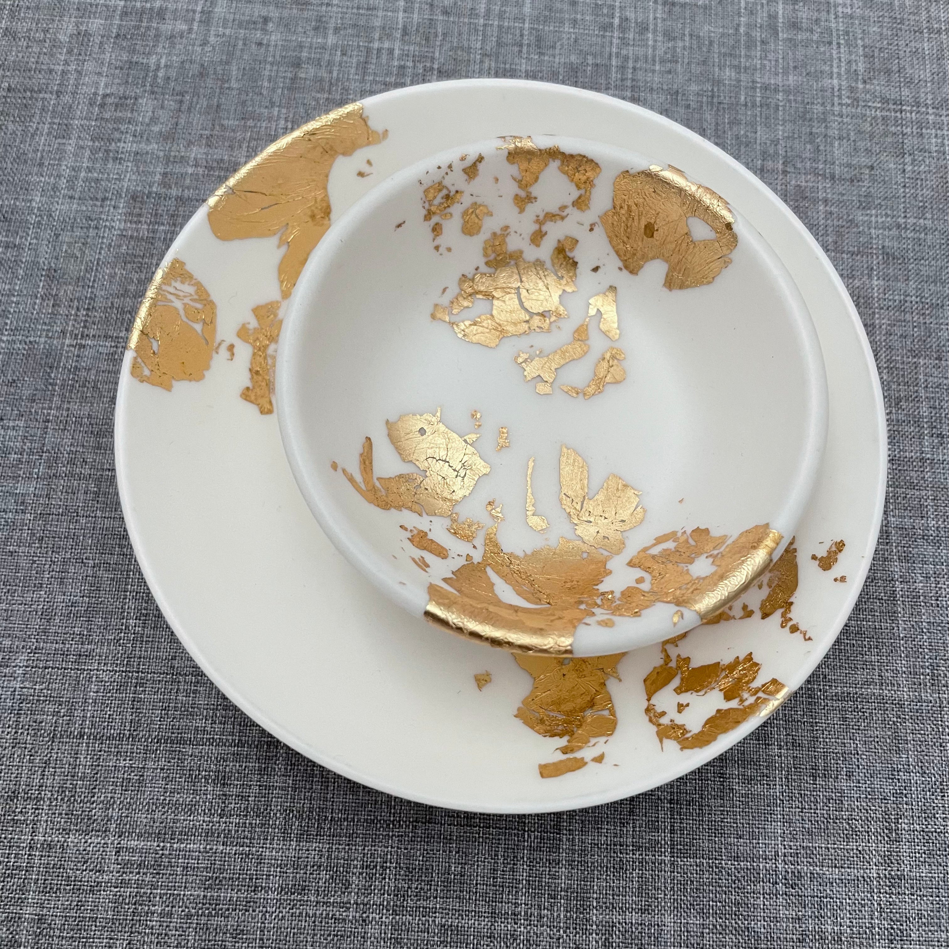 Nesting Ring Styling Dishes with Gold Leafing