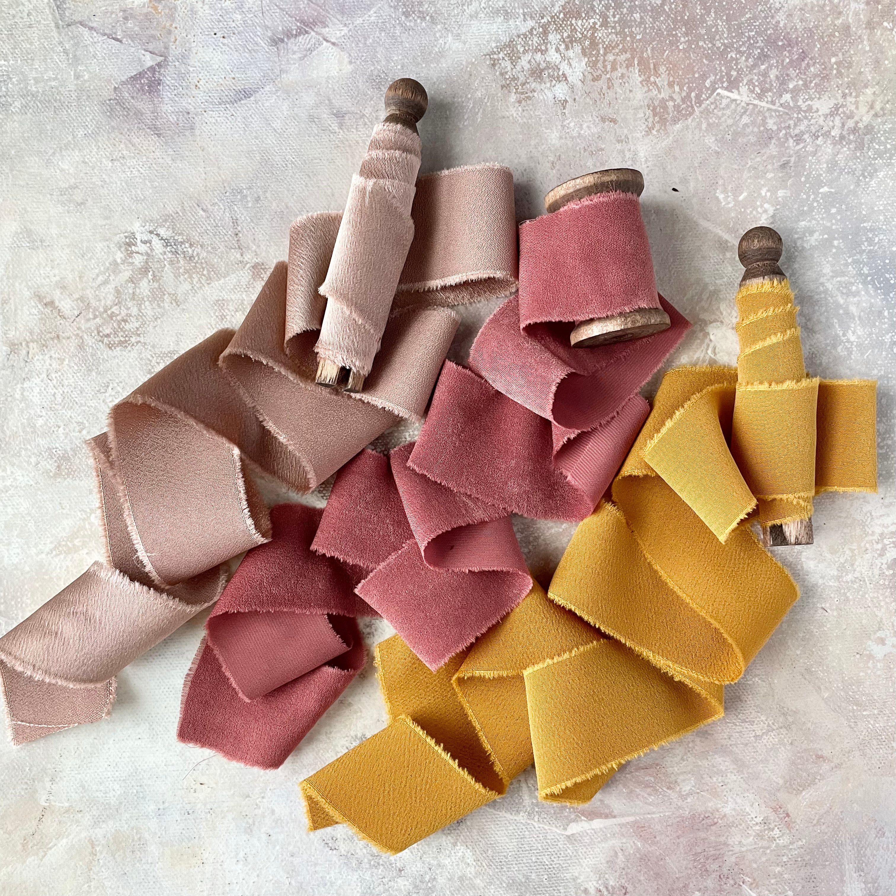3 spools of ribbon included in the Rust & Terracotta Flat Lay Prop Styling Kit - Wedding Flat lay props from Champagne & GRIT
