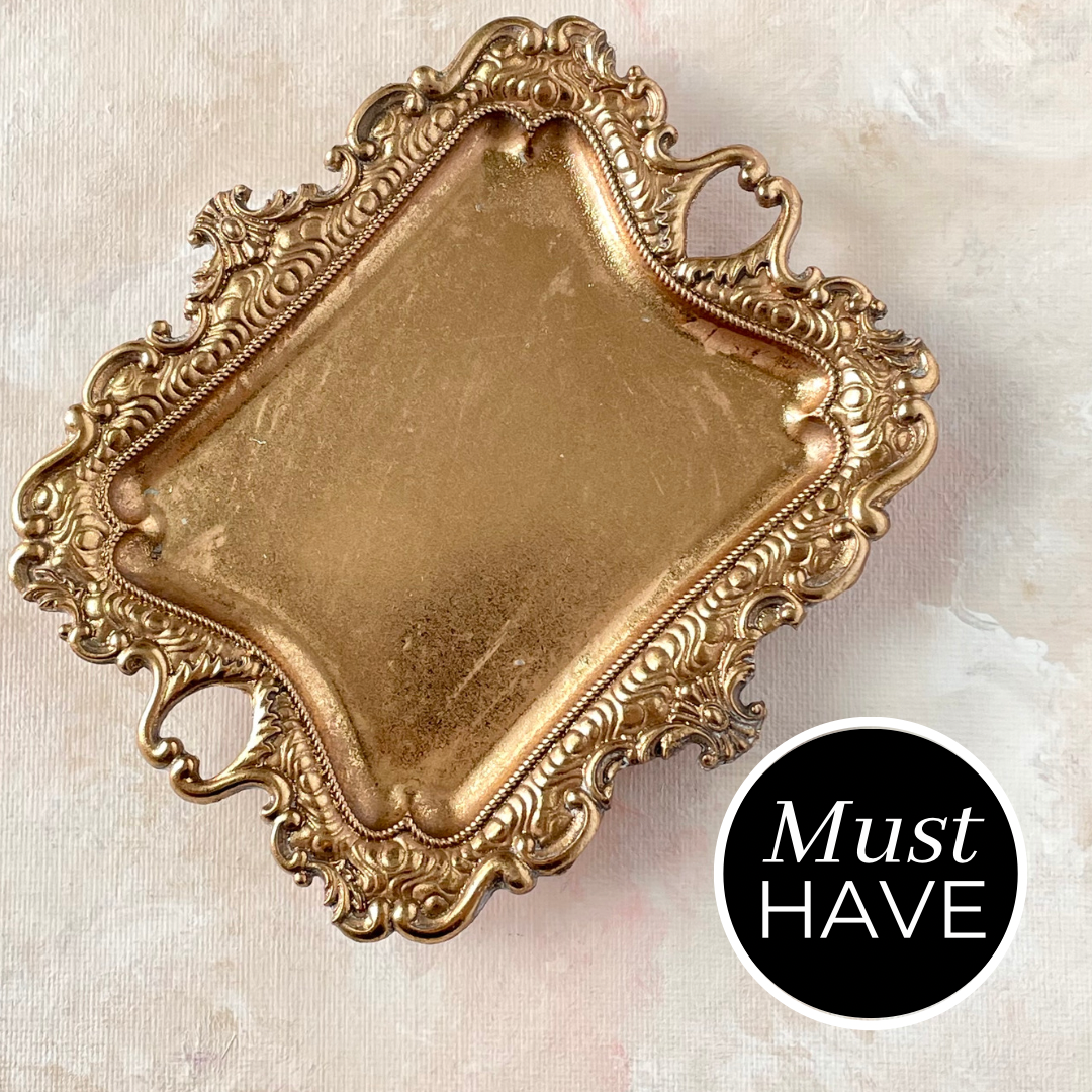 Gold vintage tray for wedding flay lay - Flat lay props from Champagne & GRIT