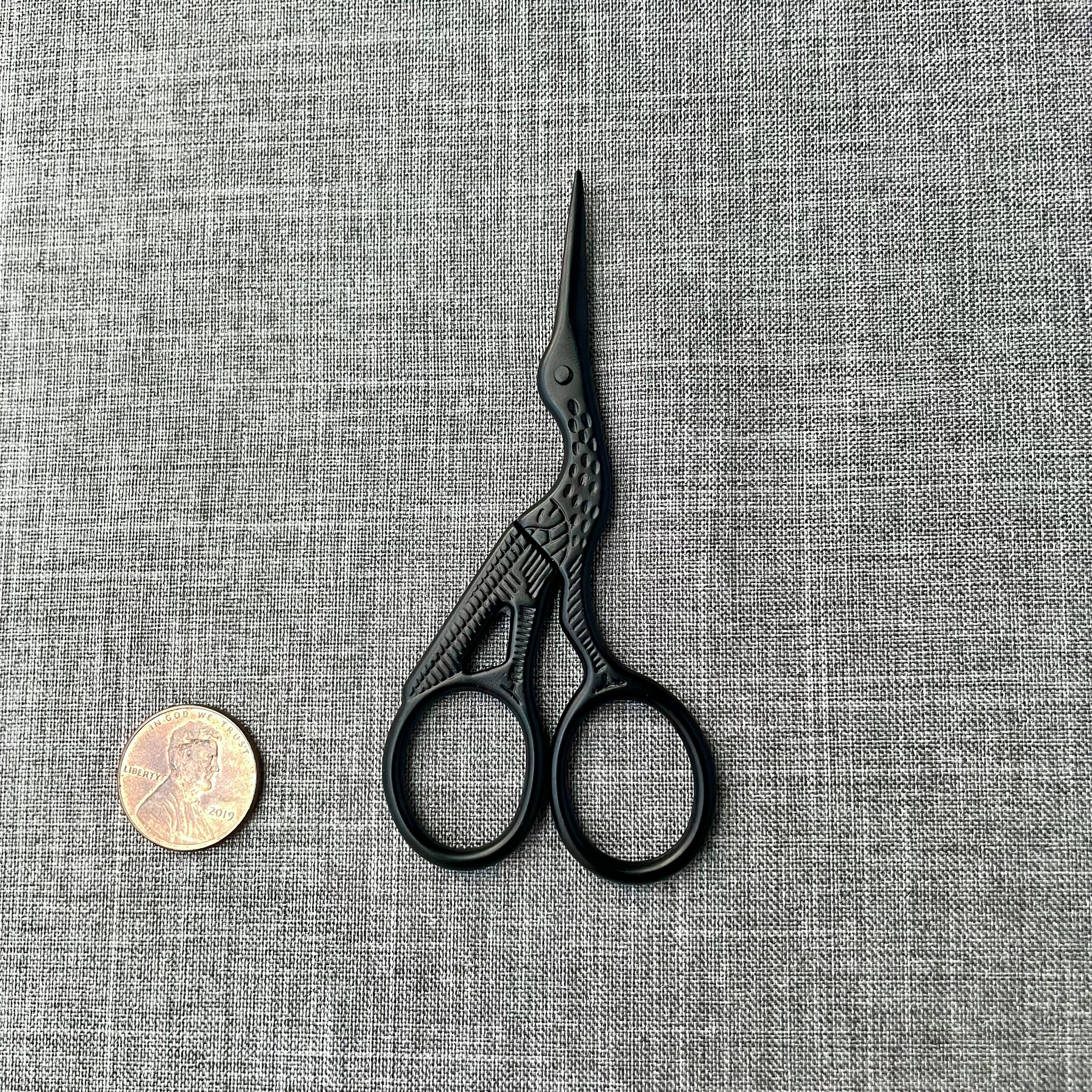 Modern Black Scissors with penny beside for size reference - Wedding Flat lay props from Champagne & GRIT